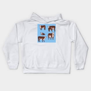 Hereford Cattle Pattern Blue Kids Hoodie